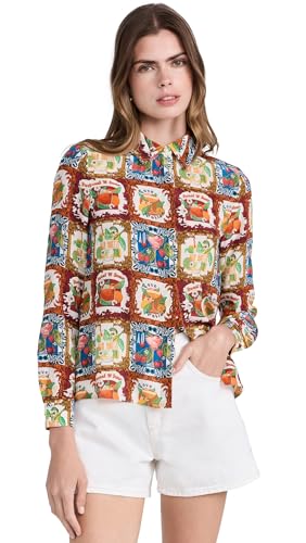 alice + olivia Women's Willa Placket Top, A Summer Day