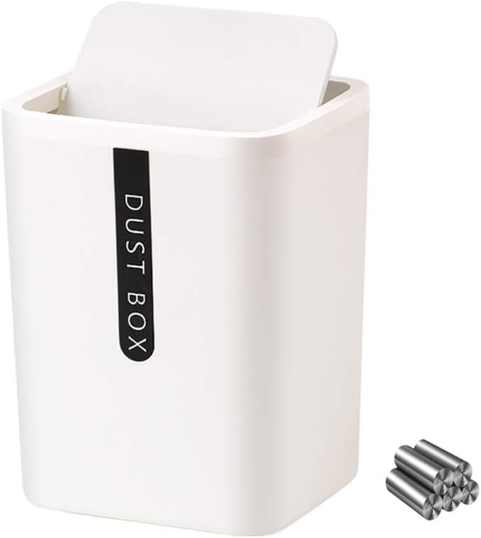 FuQI Desktop Trash Can for Office Desktop Coffee Table Kitchen Garbage Can Colorful Plastic Body Shake Cover Bucket Small Paper Basket Super Sound-Off CAHD1019-1