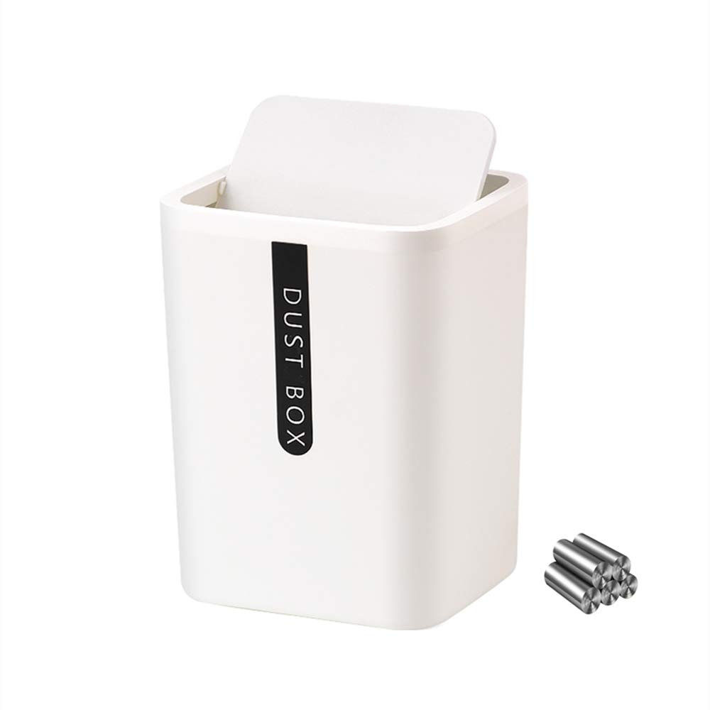 FuQI Desktop Trash Can for Office Desktop Coffee Table Kitchen Garbage Can Colorful Plastic Body Shake Cover Bucket Small Paper Basket Super Sound-Off CAHD1019-1