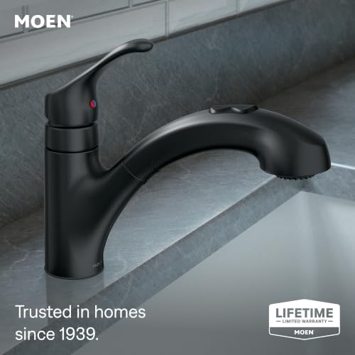 Moen Renzo Matte Black One-Handle Pullout Kitchen or Laundry Faucet Featuring Power Clean, CA87316BL - image 2