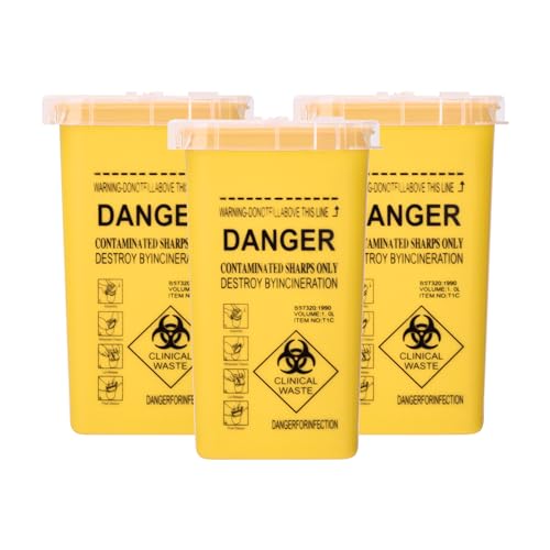 BAMTTOO 3pcs Needle Disposal Boxes Containers Tattoo Disposal Collector Sharps Containers Waste Boxes for Tattoo Supplies and Equipment (Yellow)