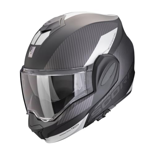 Scorpion EXO-TECH EVO Team casque moto modulable noir mat argent visière solaire
