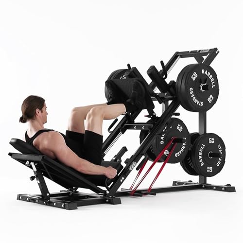 GMWD Leg Press Hack Squat Machine Combo, Professional Adjustable Leg Press Machine for Home Gym with Linear Bearing, Hack Squat Machine with Weight Storage, Leg Machine for Full Lower Body Workout