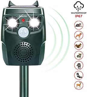 Diaotec Ultrasonic Animal Repellent Cat Repeller Dog Deterrent Squirrel Driver Solar Powered Waterproof