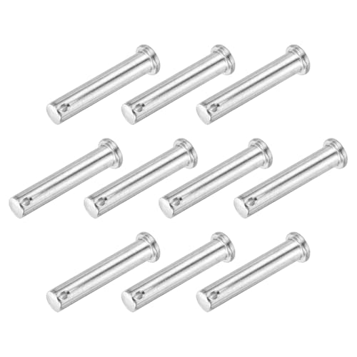 sourcing map 10Pcs 10mmx50mm Single Hole Clevis Pins, 304 Stainless Steel Flat Head Single Hole Clevis Pins for Mechanics Repair, Furniture Installation, Industrial Equipment, DIY (Silver)