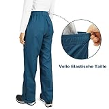 Outdoor Ventures Damen Regenhose Wasserdicht Atmungsaktiv Gefüttert Überziehhose - Winddicht Packbar Hose Leichte Softshellhose zum Wandern Fahrrad Navy Blau 42