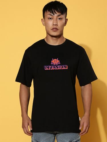 Image of Veirdo Pure Cotton Oversized Loose Fit Drop Shoulder Graphic Printed Men's Half Sleeve T-Shirt (Sizes: S to 2XL)
