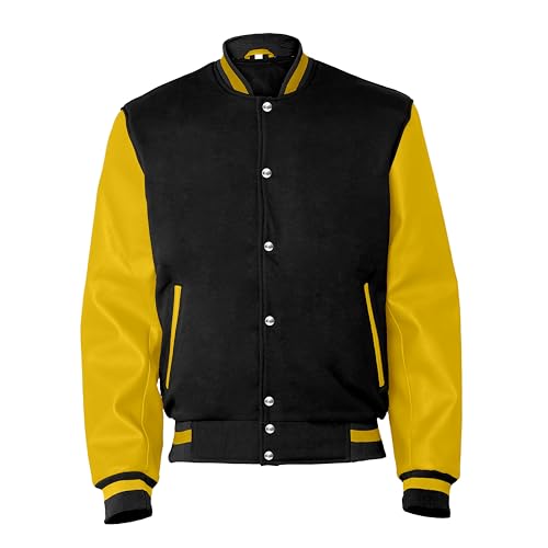 Image of Baseball Wool Letterman Varsity Faux Leather Sleeve For Men | Wool Varsity Bomber Jacket