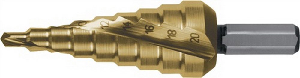 RUKO 101051T - Broca escalonada HSS-TiN (Nº 1)