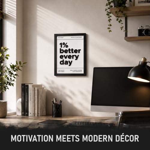 Image of CodersParadise 1% Better Every Day 3D Motivational Wall Art Frame, Inspirational Quote Decor for Home, Office, Study Room & Workspace, Modern Typography Wall Hanging Gift