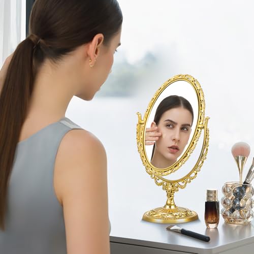 Espejo de maquillaje ovalado europeo estilo retro miniatura 6
