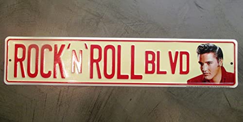 hotrodspirit - Plaque Rock & Roll Elvis Presley (Plaque de Rue) tole déco Fan des Fifties