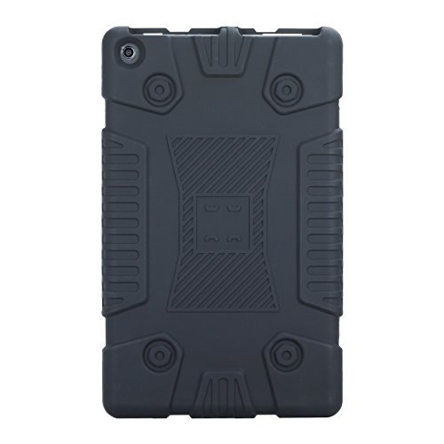 E&FASHION Amazon New Fire HD 8 ケース(第八/第七/第六世代、2018/2017/2016モデル適用) 用カバー 軽量 耐衝撃 防滑 脱着簡単 ソフト シリコーン保護カバー(ブラック)