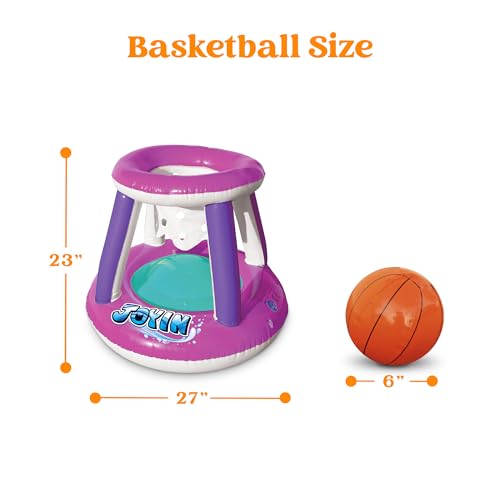 JOYIN Inflatable Pool Float Set Volleyball Net & Basketball Hoops, Floating Swimming Game Toy Floaties for Kids and Adults Volleyball Court (105”x28”x35”)|Basketball (27”x23”x27”),L-Pink Purple - Thumbnail 5