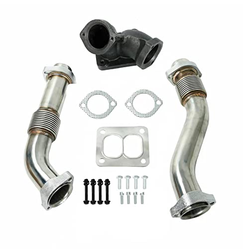 A & J Heavy Duty Stainless Steel Bellowed Up Pipe Kit For Ford 94-97 OBS 7.3L Powerstroke