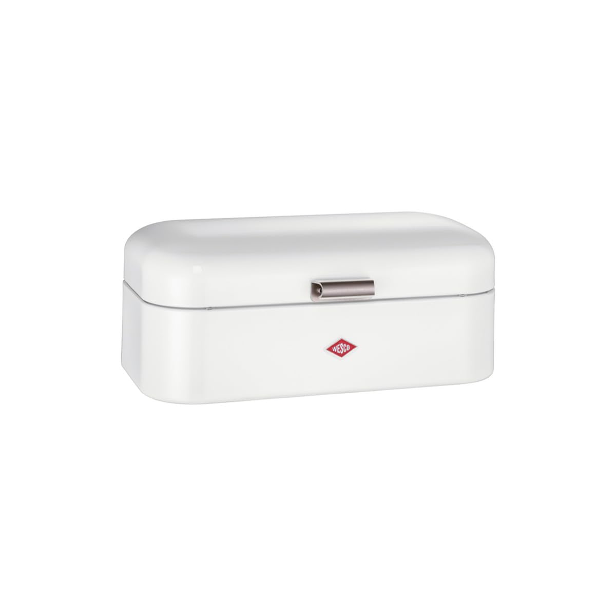 WESCO Grandy bread bin in white, powder-coated sheet steel, ventilation holes and sturdy handle