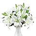 12 Stück Weiß Künstliche Lilie Blume, Realistischer Langer Stiel Real Touch Stargazer Lily, Faux Lily Fake Fake Blumen Mit Ruten Für Home Party Hochzeitstisch Herzstück Garten Diy Brüfungendecrage
