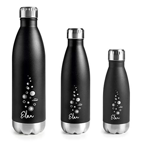 Lacor 62538 Botella De Acero Inoxidable Con Doble Pared, Negro, 0'75 Litros