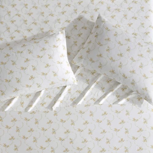 Image of Laura Ashley - King Sheet Set, Buttery-Soft Bed Sheets with a Naturally Silky Smooth Cotton Sateen Lightweight Feel - Matching Pillowcases & Fitted Sheet (Petite Rose Gold)