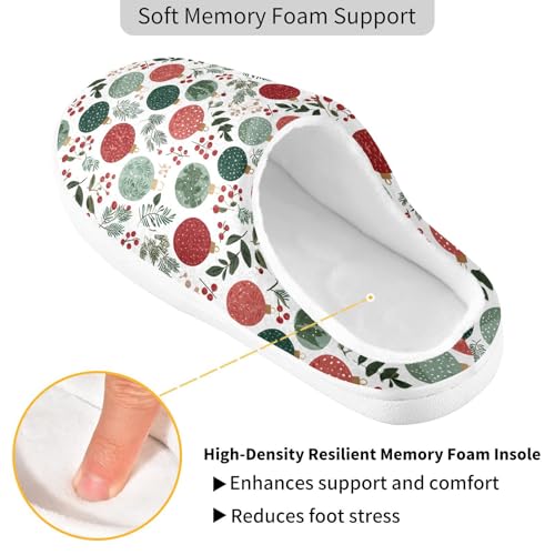 Fuzzy Memory Foam Slippers for Women/Men Leaves Fruit Christmas Balls Pattern Fluffy Winter House Shoes Indoor and Outdoor3