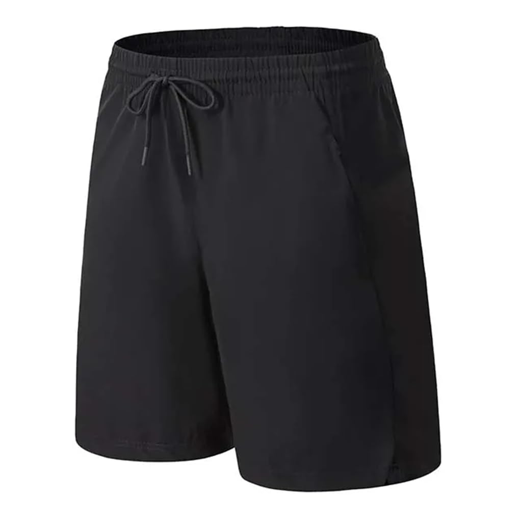 REHJJDFD Men Running Shorts Zip Pocket Gym Sport Shorts Fitness Jogging Workout Shorts Pants Black XL