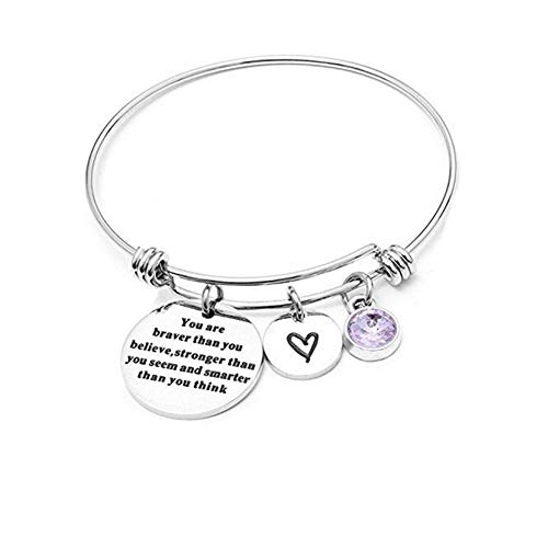 Angel s Draw Home Inspirational Birthstone Bracelet for Gift You are Braver Than Your Believed Birthstone Expanable Bracelets for Women Teen Girls