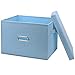 Caja de almacenamiento con tapa, Aibesser cajas de almacenamiento de tela lavable, caja plegable para armario, ropa, libros, cosméticos, juguetes (azul, S, 32 x 24 x 18 cm)