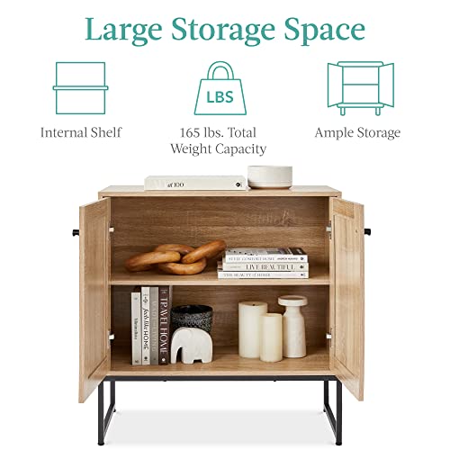 Best Choice Products SKY6513 2-Door Rattan Storage Cabinet, Accent Furniture, Multifunctional Cupboard For Living Room, Hallway, Kitchen, Sideboard, Buffet Table W/Non-Scratch Foot Pads thumb #3
