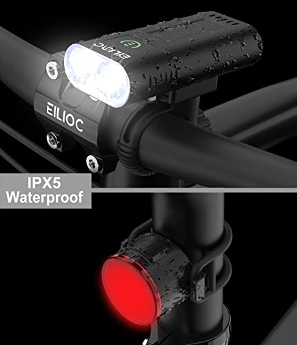 EILIOC 6400mAh Bike Lights Front and Back,USB C Rechargeable Bicycle light Super Bright 2400 Lumen Cycle lights Waterproof Led Bike Headlight and Taillight Set for Road/MTB - Image 7