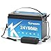 KEPWORTH 24V Lithium Battery 60Ah LiFePO4 Batteries, Built-In 50A BMS with Low-Temp Protection,4000+ Deep Cycle, for Boat, Solar System