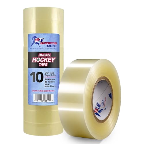 Image of ST Sports Tape Clear Hockey Tape 10 Pack - Shin Guard & Sock Tape | Strong Grip, Waterproof, Easy Tear, No Residue - Athletic Tape for Hockey, Soccer, Sports Gear & Equipment Hold