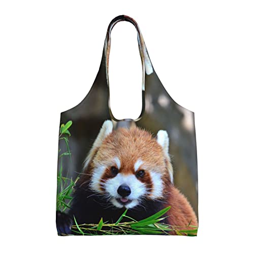 Sac de courses grand volume avec imprimé panda rouge lavable en machine