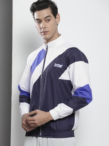 Image of The Indian Garage Co Men Regular Fit Colorblocked Wind Cheater