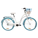 Goetze Style 26 Zoll Citybike, 17 Zoll Tiefeinsteiger Rahmen, 3-Gang Nabenschaltung, Rücktrittbremse, V-Bremse vorne, LED-Beleuchtung, Rattankorb, Komfortsattel, mit Seitenständer & Klingel