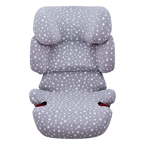 JYOKO Kids Funda de Algodón para Silla de Coche de Niños Compatible con Cybex Solution Fix, 2 Fix (White Star)