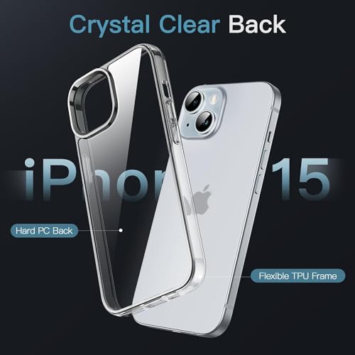 Image of Amozo for iPhone 15 Back Case Cover | Ultra Hybrid Transparent Camera and Drop Protection Back Case Cover for iPhone 15 - (Polycarbonate|Clear)