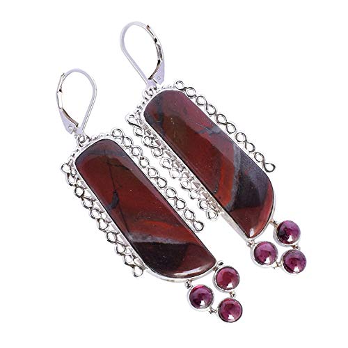 Boucles d'oreilles en argent sterling 925 grenat cadeau femme