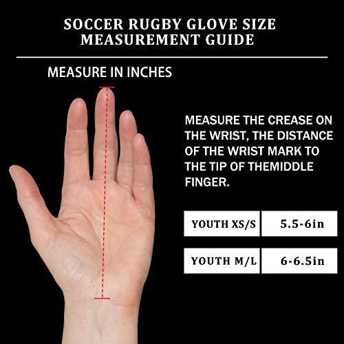 Gowisdom Sports Youth Football Gloves, High Silicone Grip Receiver Gloves With Super Stick For Kids, Black, M/L(6-6.5 Inch) #TOP6