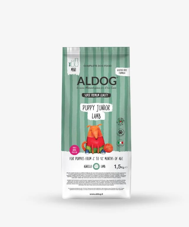 Pienso monoproteico para perros y cachorros de todas las tallas y razas, N. ALDOG PUPPY-JUNIOR LAMB Pienso Mini, 1 paquete de 1,5 kg, 1 x 1,5 kg.