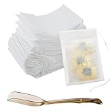 200 Stück Teebeutel für Tee, Feine Teebeutel Leeres mit Teelöffel, Teefilter Leer Kordelzug Selbstbefüllen Tee Tasche für Gewürze Kaffee Kräuterpulver Obsttee (7x9cm ;Tee Schaufel)