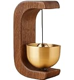 Premium Wooden Brass Bell Chime, Decorative Door Bell with Stand, Handmade Musical Centrepiece