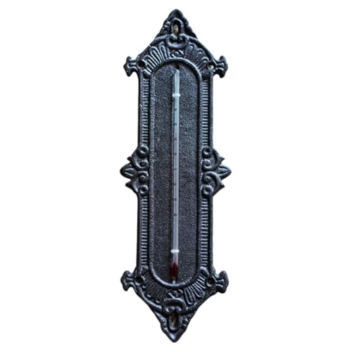 Thermomètre mural en fonte noir TIDTALEO pour jardin et décoration extérieure rustique