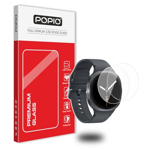 Image of POPIO Military-Grade Gorilla Tempered Glass for Samsung Galaxy Watch 8 (44mm) (1.4 inch inch), Pack of 2