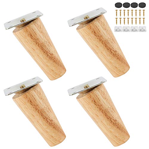 Patas de madera para muebles, 4 unidades, 8 cm/15 cm/20 cm, con placas de montaje y tornillos para sofá, cama, armario, silla (pie inclinado 8 cm)