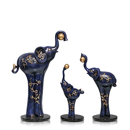 Statue éléphant en résine bleu petites figures décoratives maison - 2