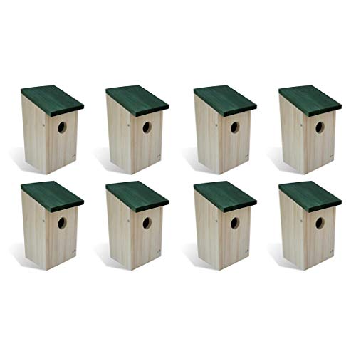 Festnight Pack of 8 Birdhouse Pine Wood Bird House with