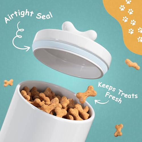 Barnyard-Designs-Large-Dog-Treat-Container-Airtight-with-Lid-Cute-Rustic-Ceramic-Dog-Treat-Storage-Jar-for-Kitchen-Counter-White Barnyard Designs Large Dog Treat Container Airtight with Lid Cute Rustic Ceramic Dog Treat Storage Jar for Kitchen Counter White