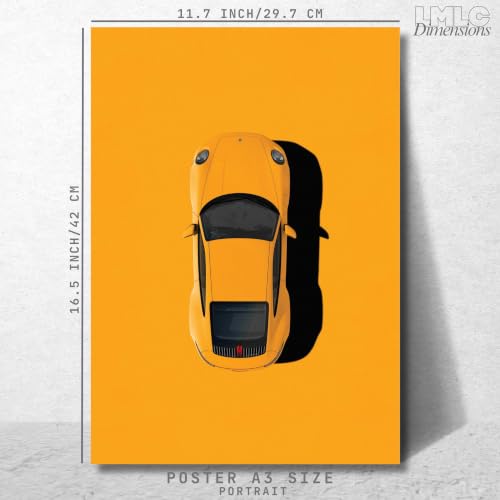 Image of Live Mad Live Crazy Porsche 911 GT3 Top View Portrait Single Wall Paper Poster, A3 Size, 16.5L X 11.7W Inches Unframed Art Prints - Home, Bedroom, Living Room & Decor - Aesthetic, Matt Finish, Frame Not Included
