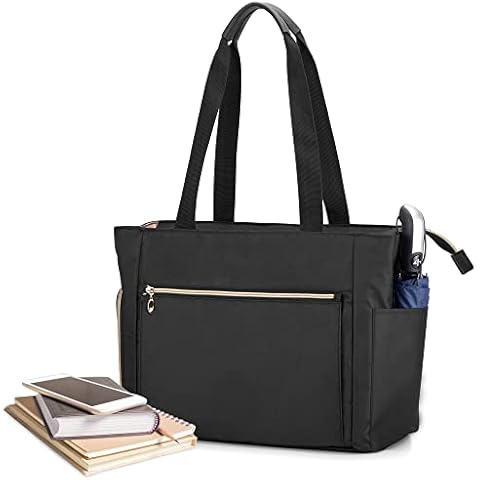 CURMIO Teacher Work Bag, Portable Teacher Tote Bag with Padded Sleeve and Compartments for Laptop, School Supplies, for Teachers, Bag Only, Black (Patent Pending) Cover