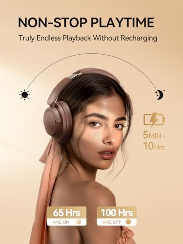 Image of 1MORE SonoFlow-Pro Noise Cancelling Headphones - HQ51 Over Ear Bluetooth Headphones with LDAC for Hi-Res Wireless Audio,100H Playtime, Bluetooth 5.4, QuietMax ANC, Comfortable Fit (Mocha Brown)